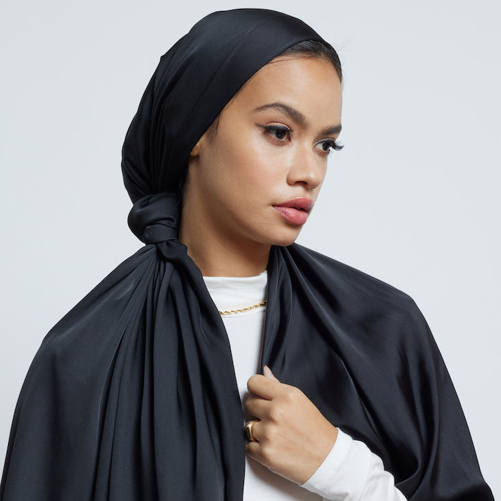 Black Satin Hijab