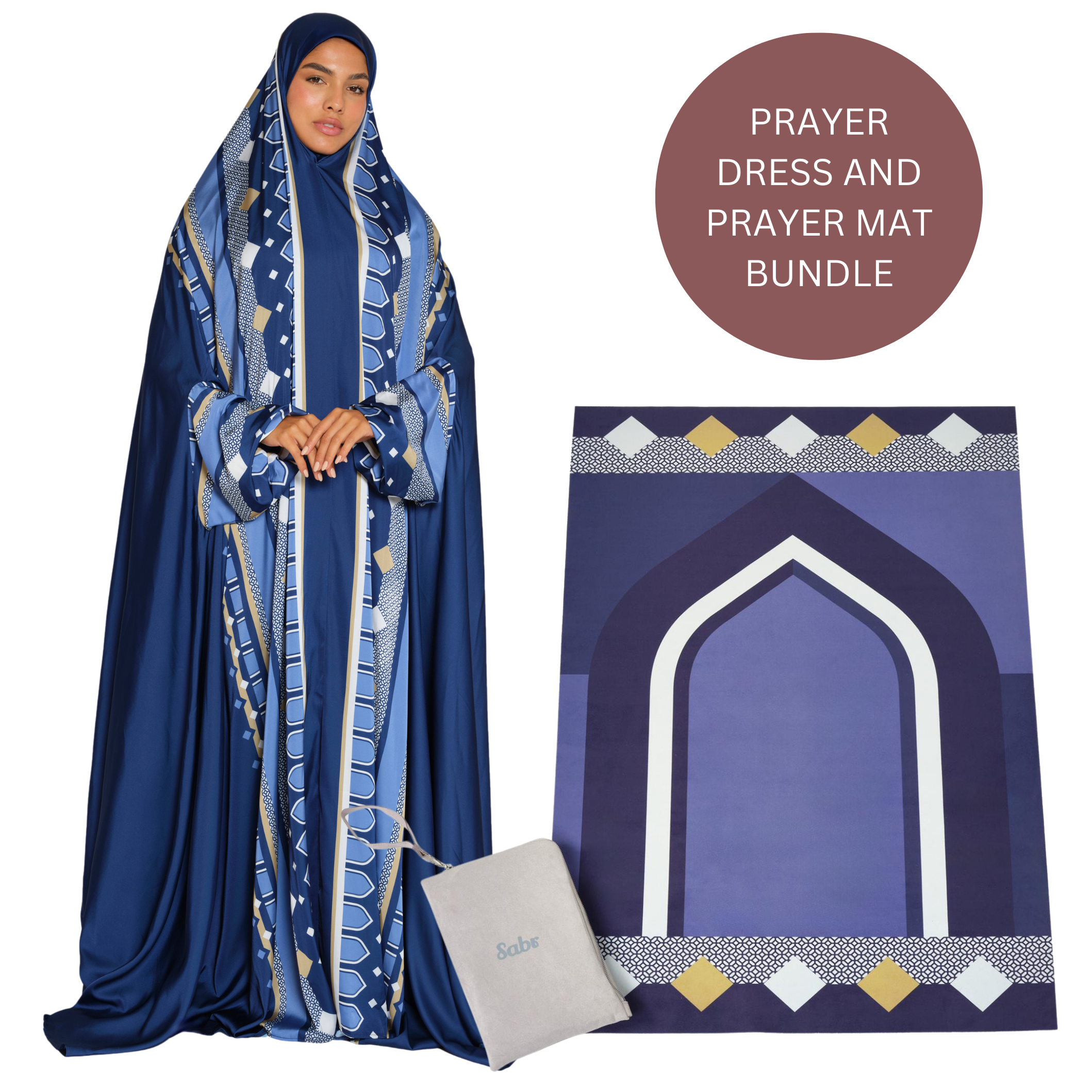 'Jakarta' Prayer Dress & Compact Prayer Mat Bundle