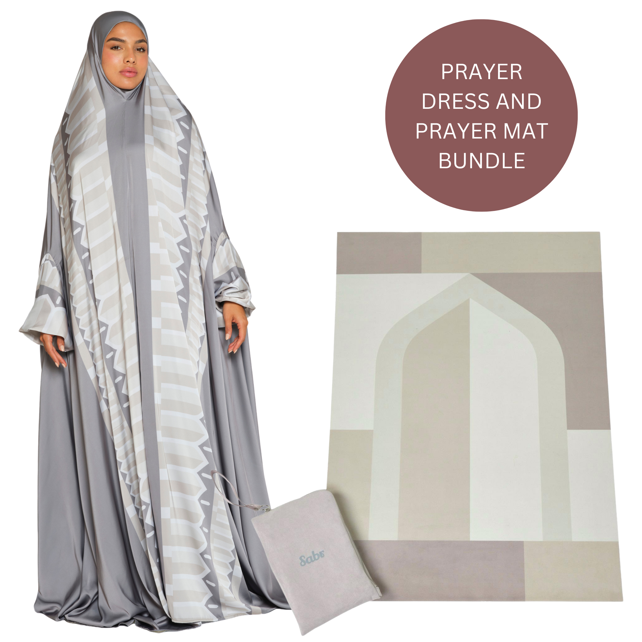'Sharjah' Prayer Dress & Compact Prayer Mat Bundle