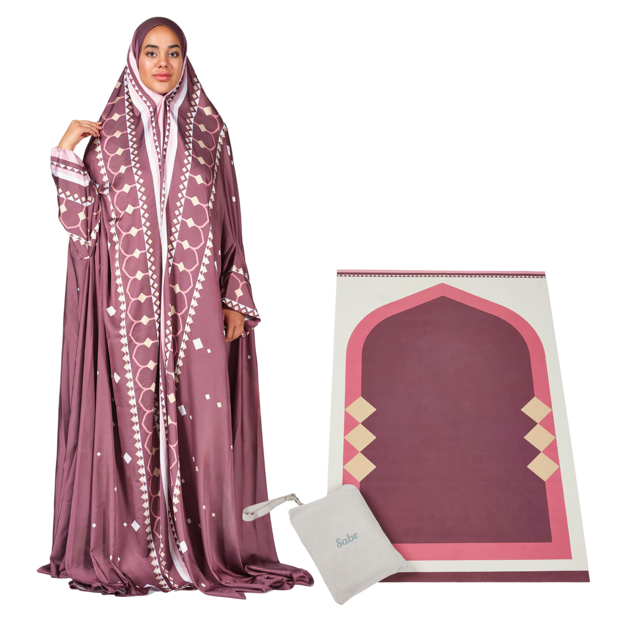 'Lahore' Prayer Dress & Compact Prayer Mat Bundle