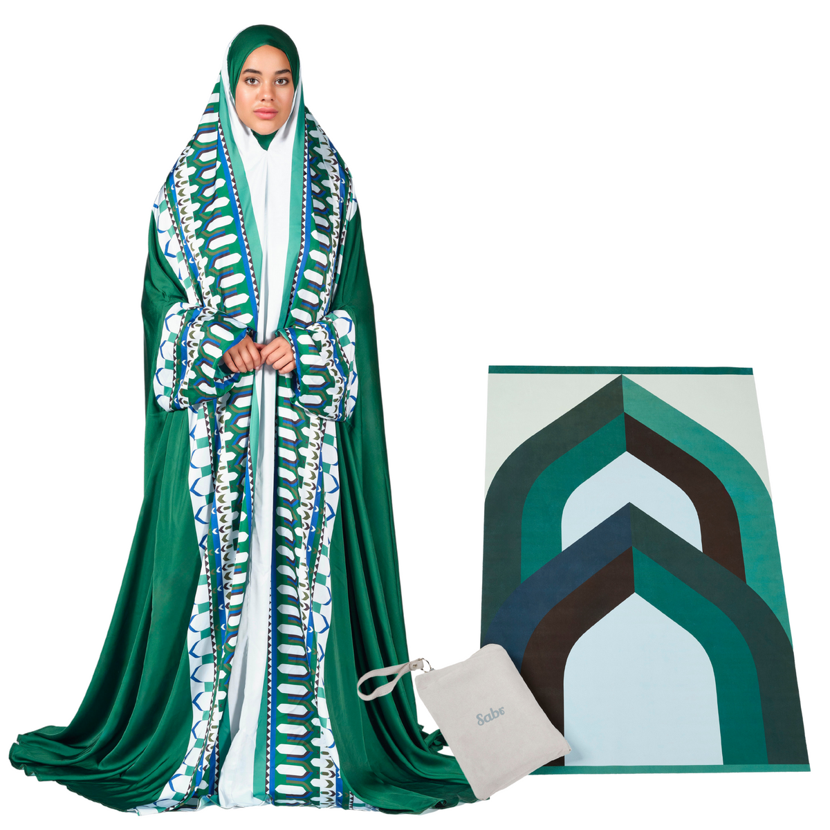 'Riyadh' Prayer Dress & Compact Prayer Mat Bundle
