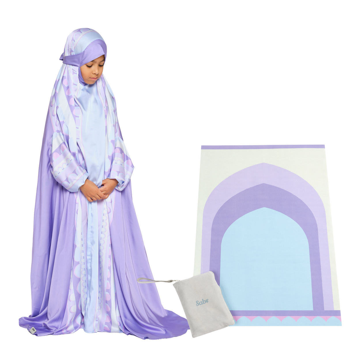 'Baghdad' Kids Prayer Dress & Compact Prayer Mat Bundle