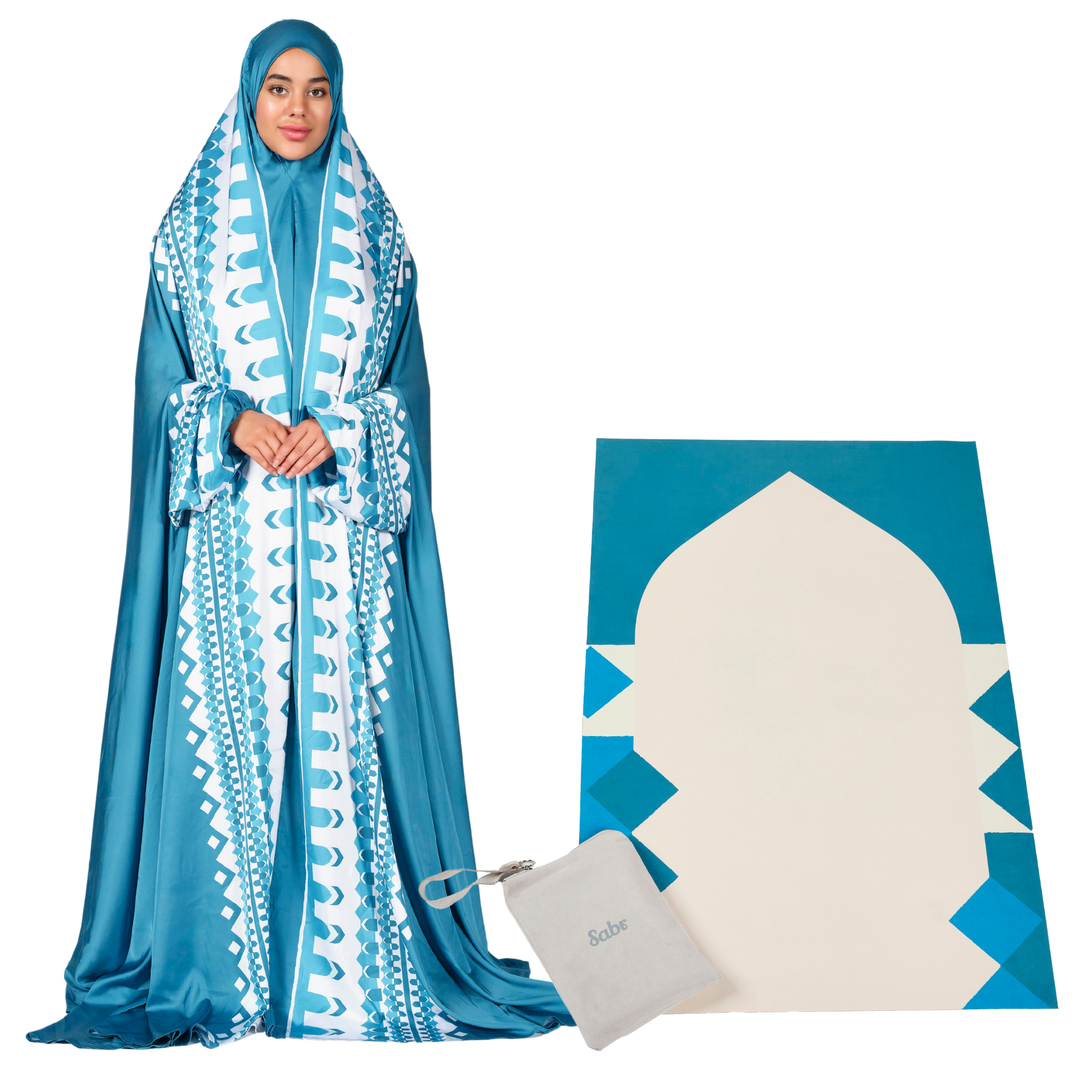 'Manama' Prayer Dress & Compact Prayer Mat Bundle
