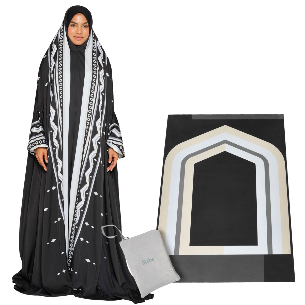 'Nizwa' Prayer Dress & Compact Prayer Mat Bundle