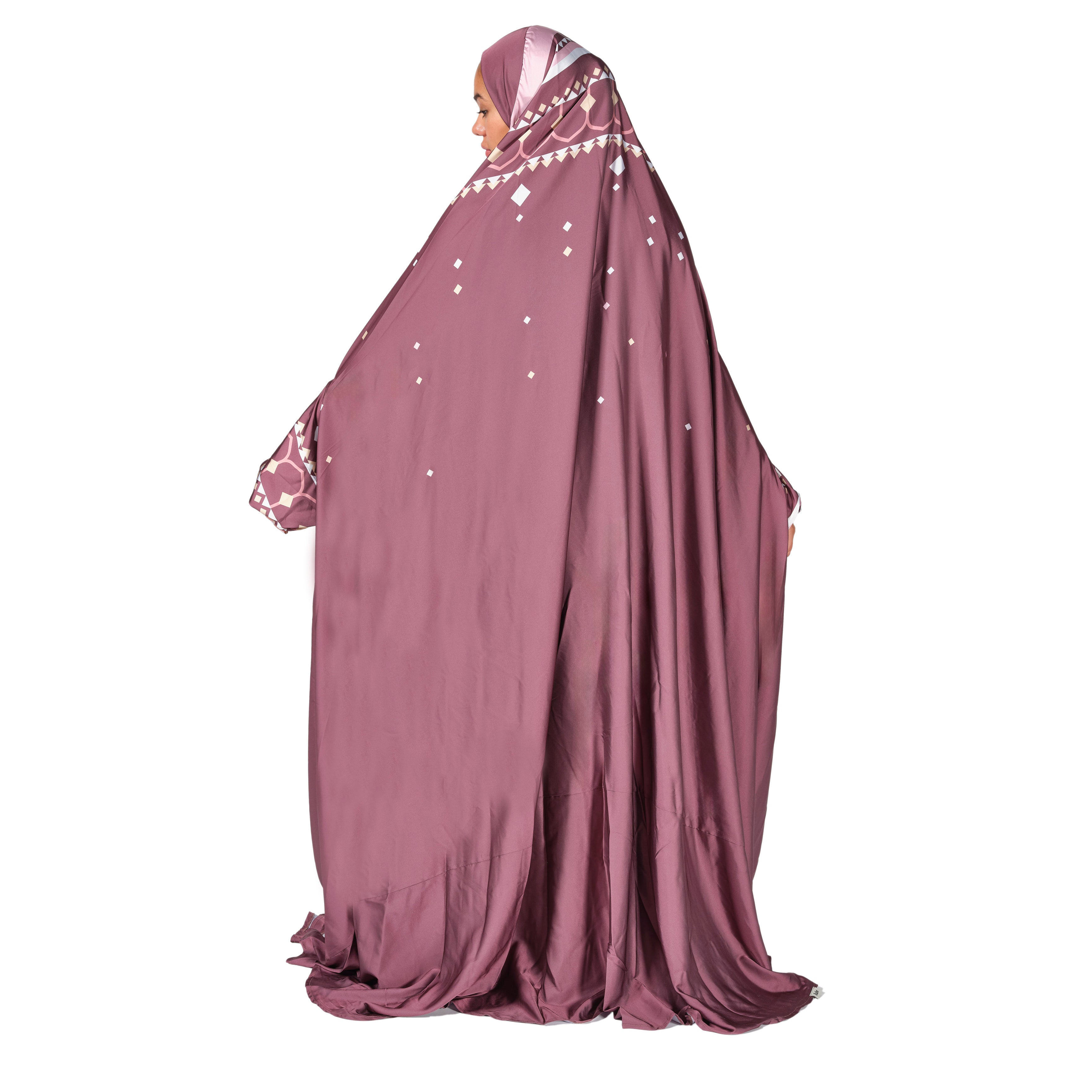 'Lahore' Prayer Dress With Pouch, Burgundy