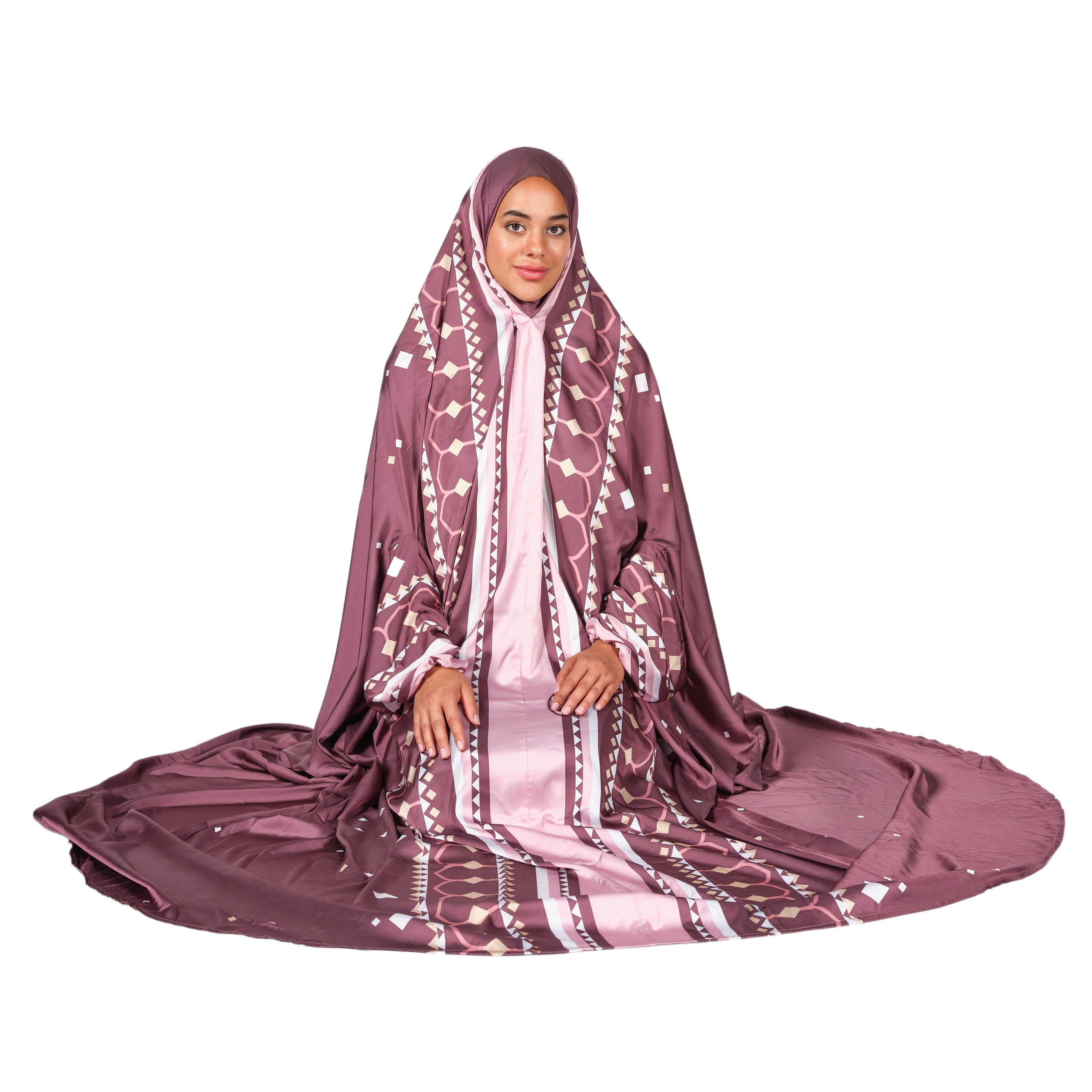 'Lahore' Prayer Dress With Pouch, Burgundy