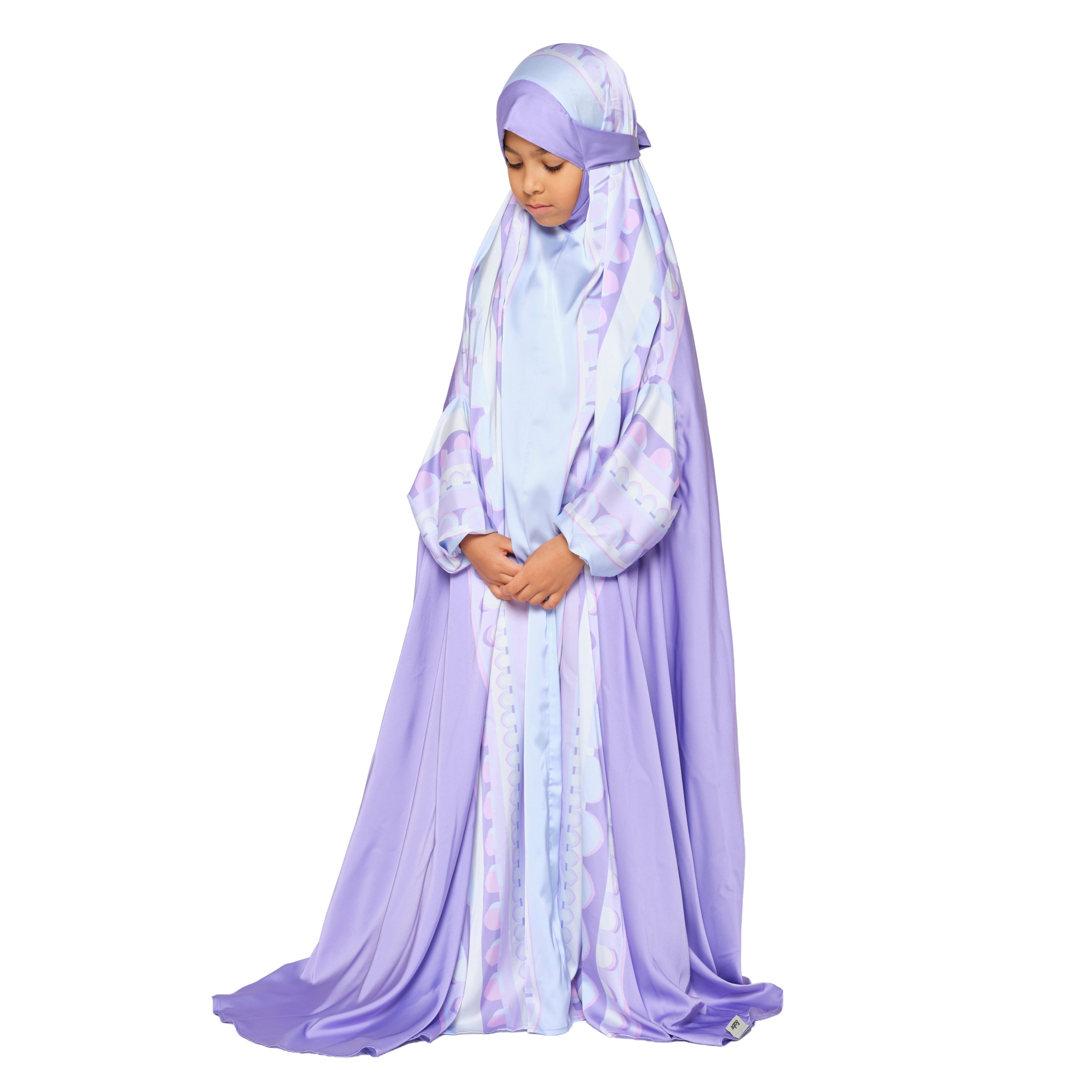 'Baghdad' Kids Prayer Dress With Pouch, Purple