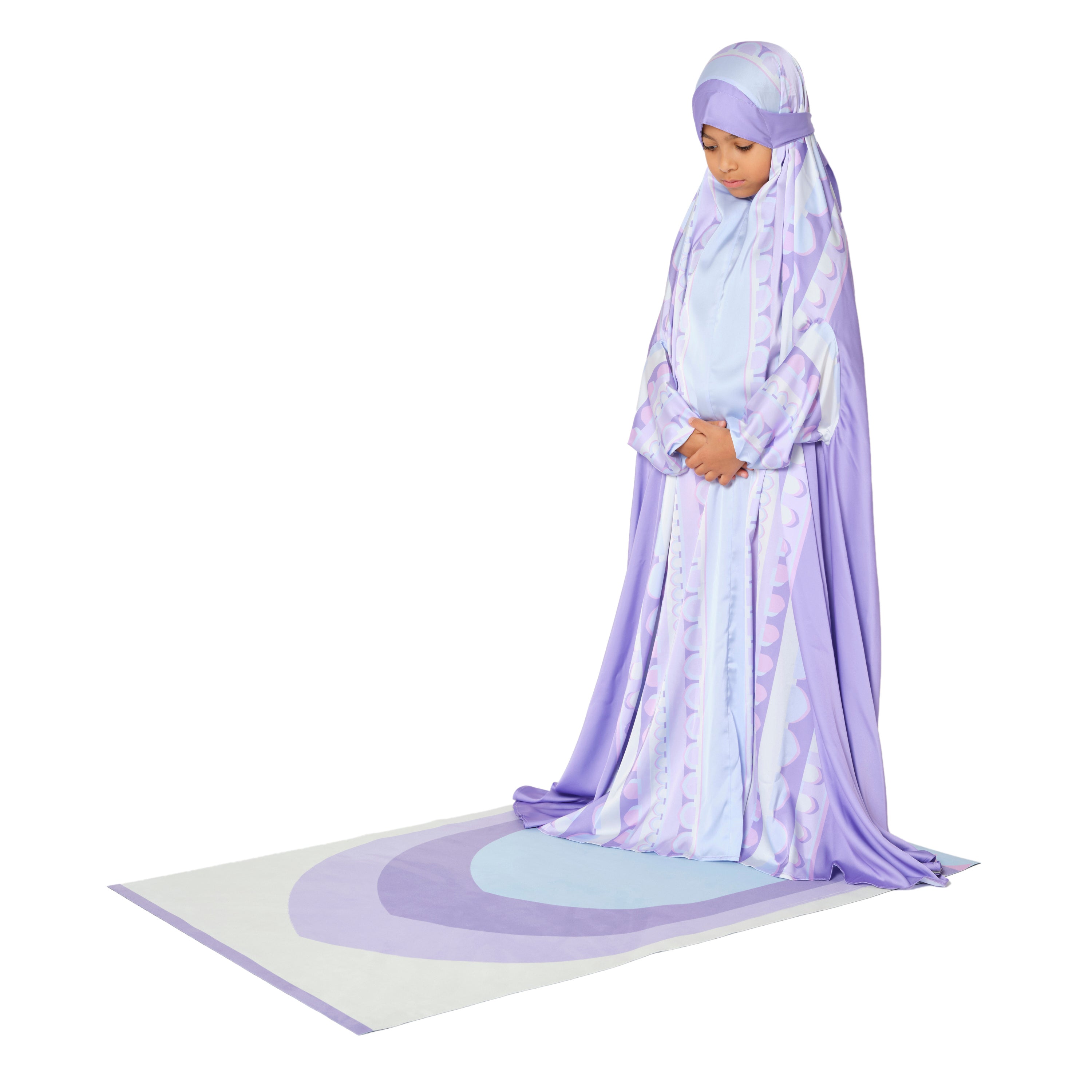 'Baghdad' Kids Prayer Dress & Compact Prayer Mat Bundle