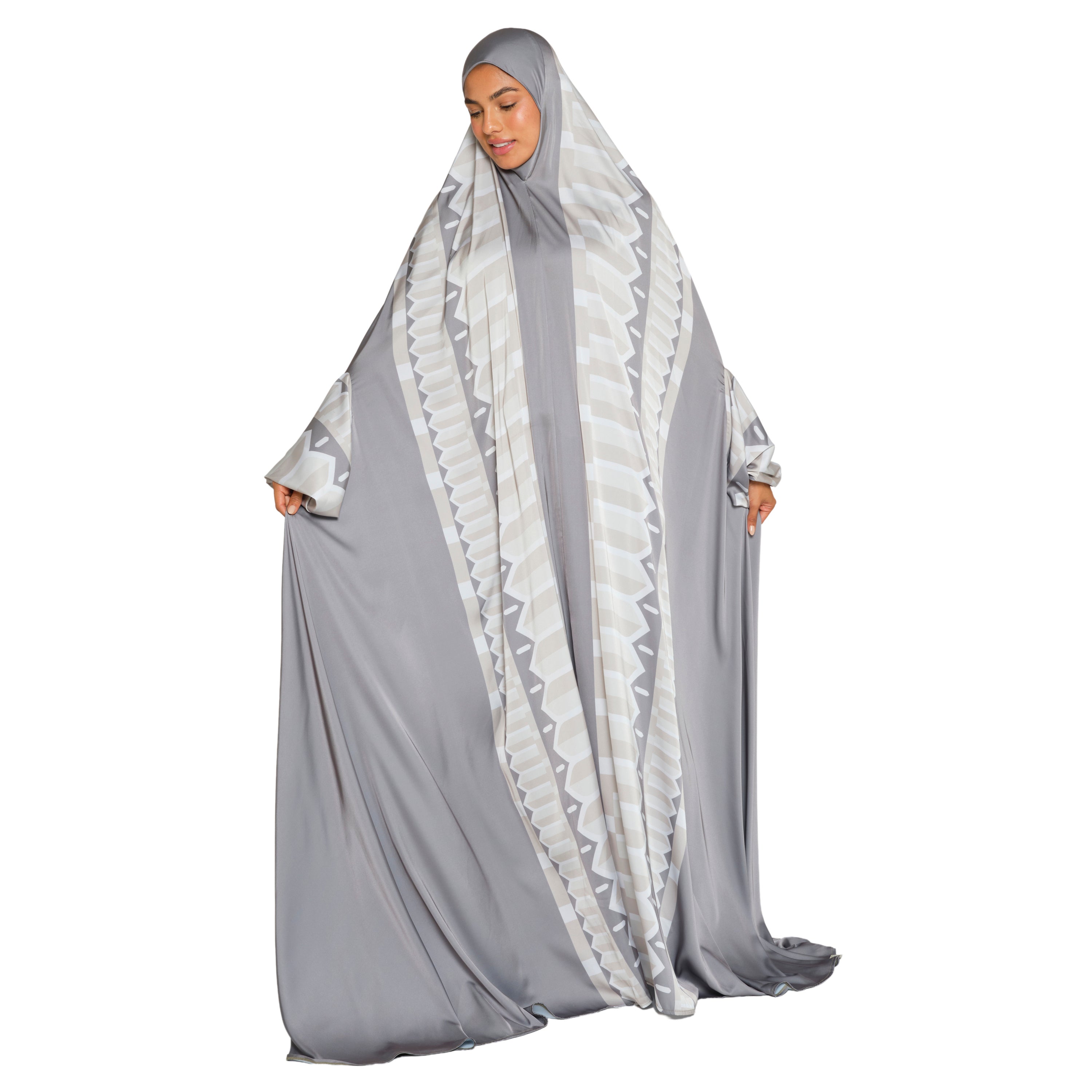 'Sharjah' Prayer Dress With Pouch, Pewter