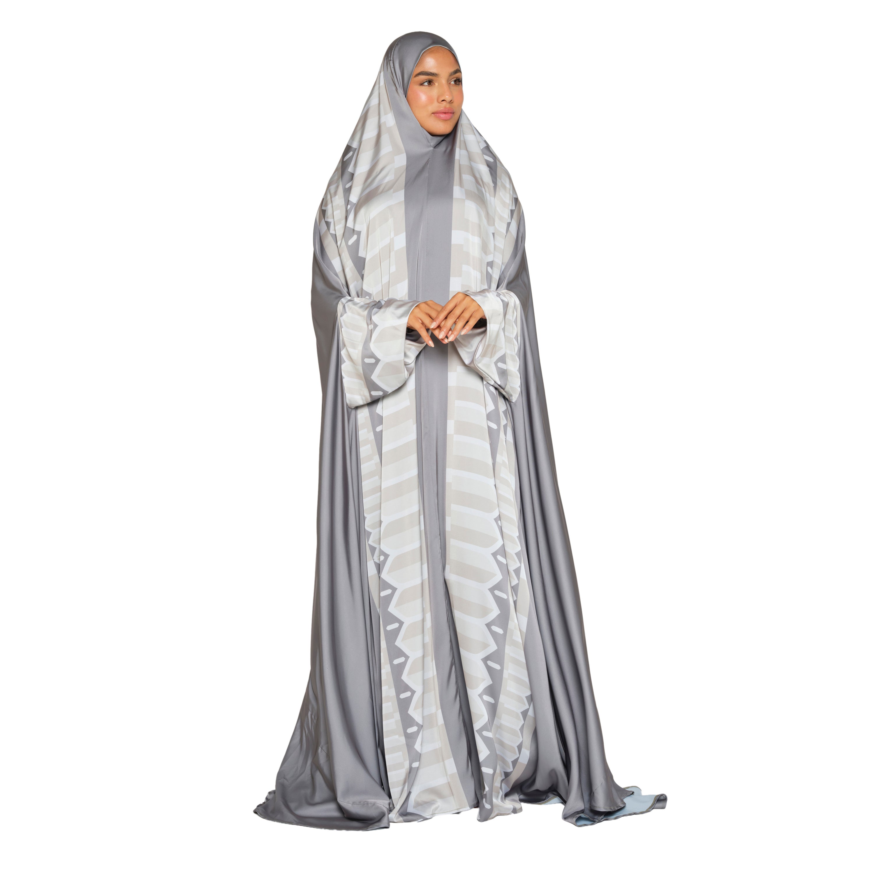 'Sharjah' Prayer Dress With Pouch, Pewter