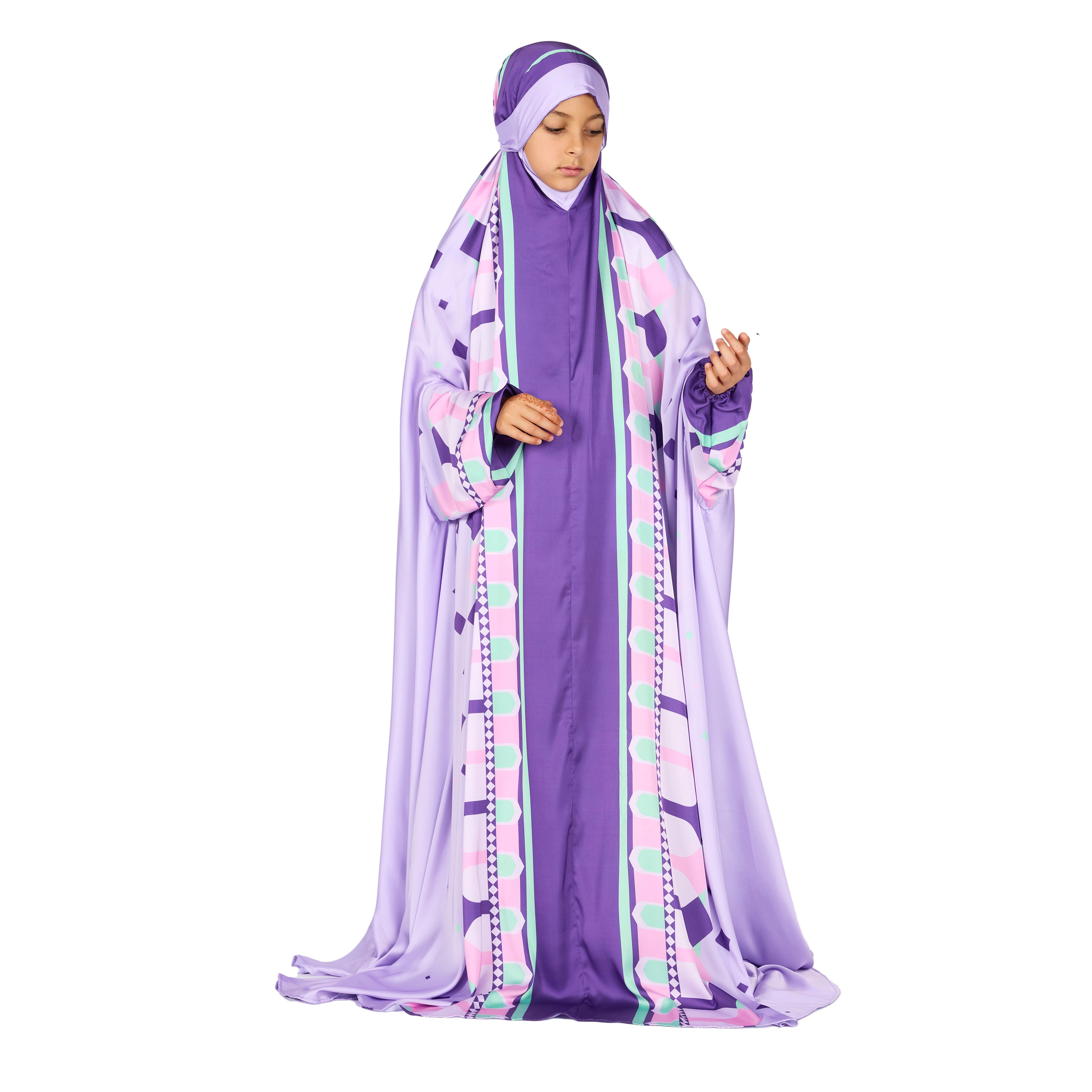 'Divine Arches I' Kids Prayer Dress & Compact Prayer Mat Bundle