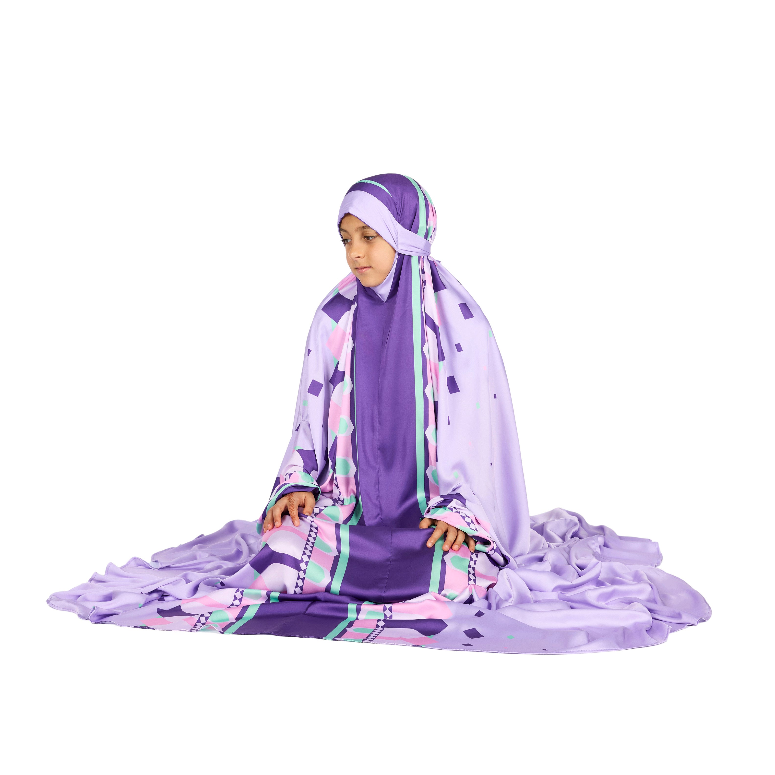 'Divine Arches I' Kids Prayer Dress & Compact Prayer Mat Bundle