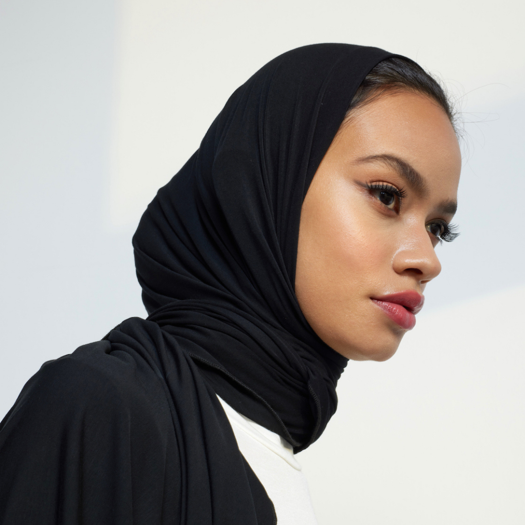 Organic Bamboo Jersey Hijab - Black