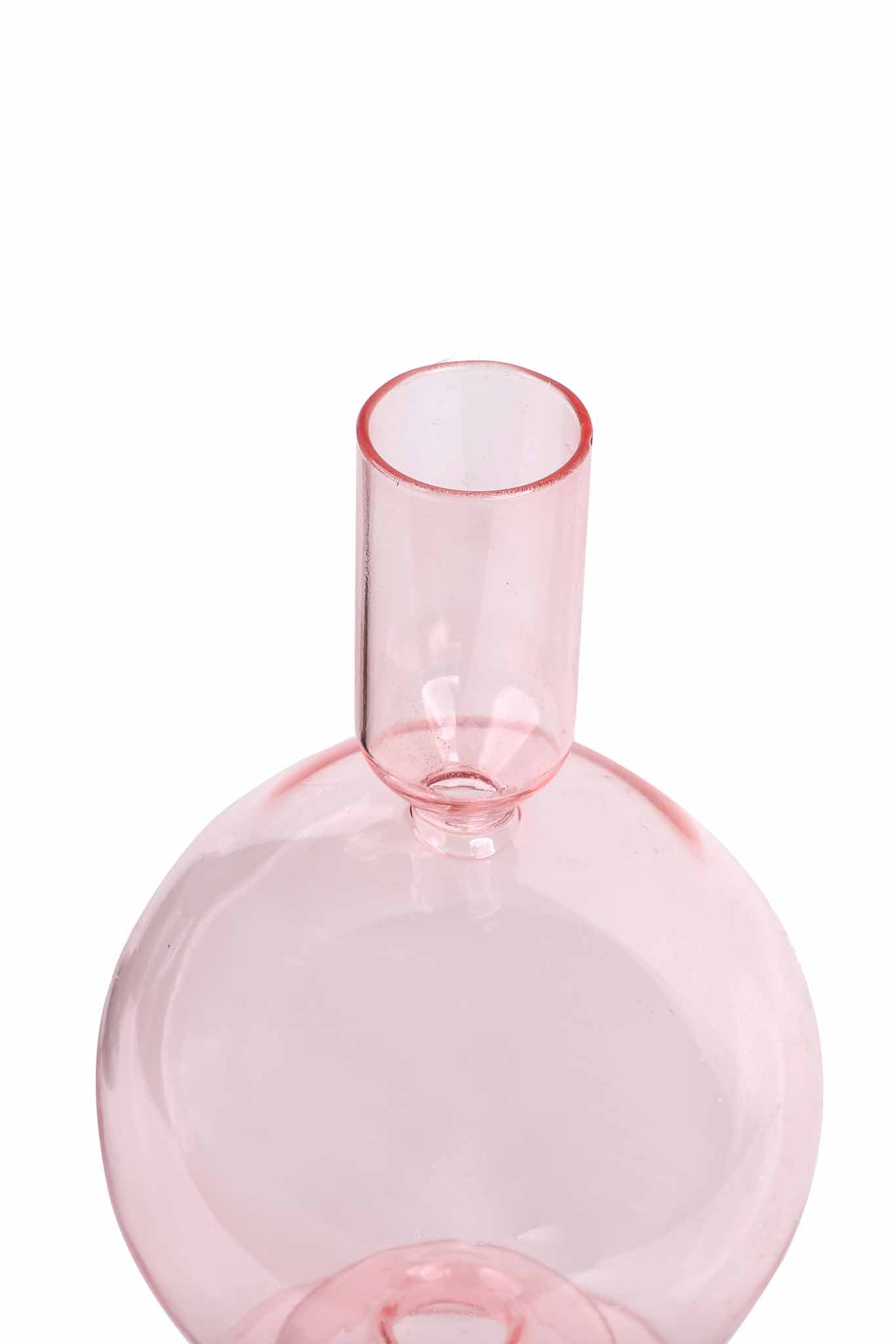 Crystal ball glass candle holder Pink