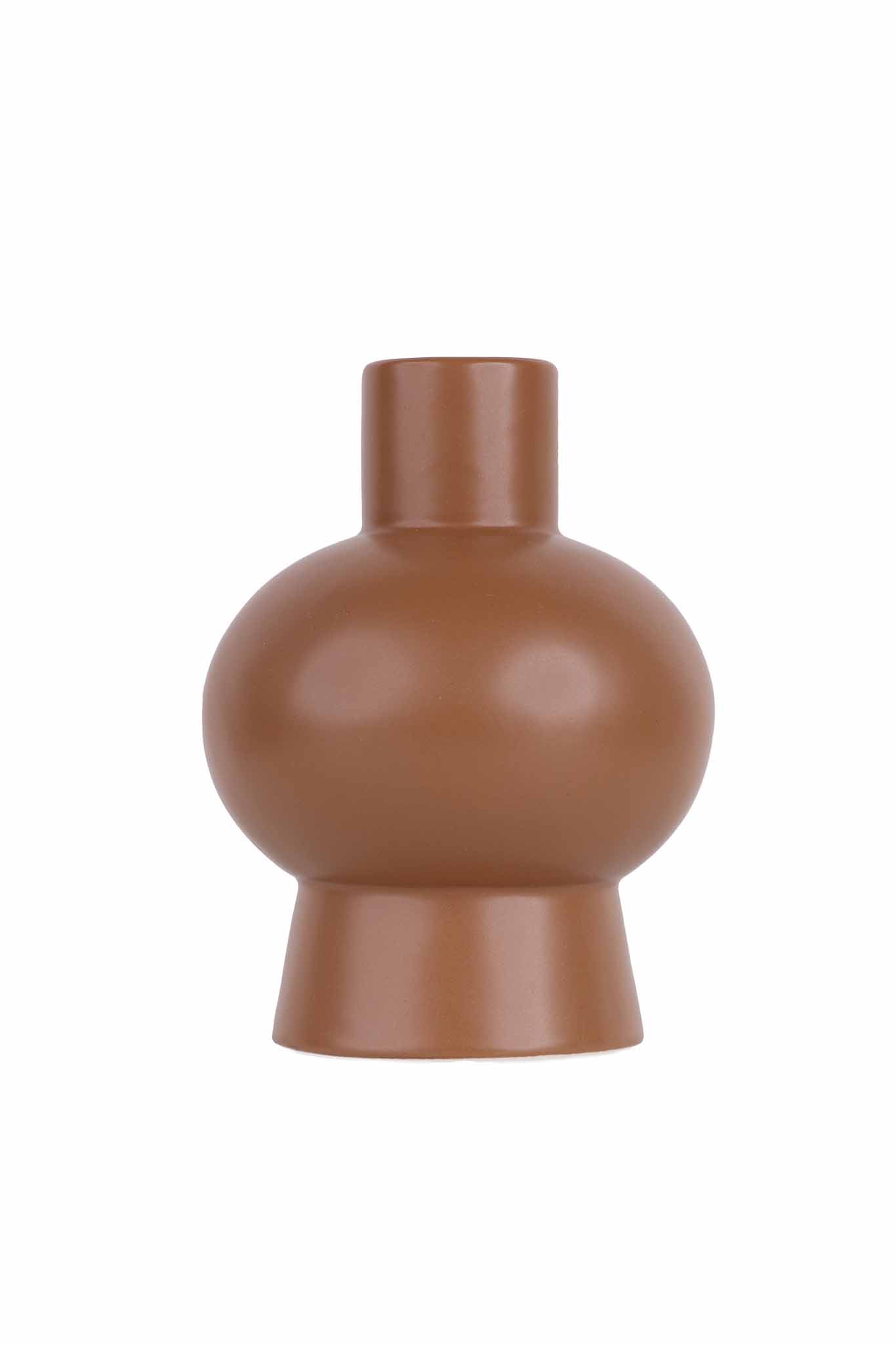 Short Duck Egg Vase in Tan