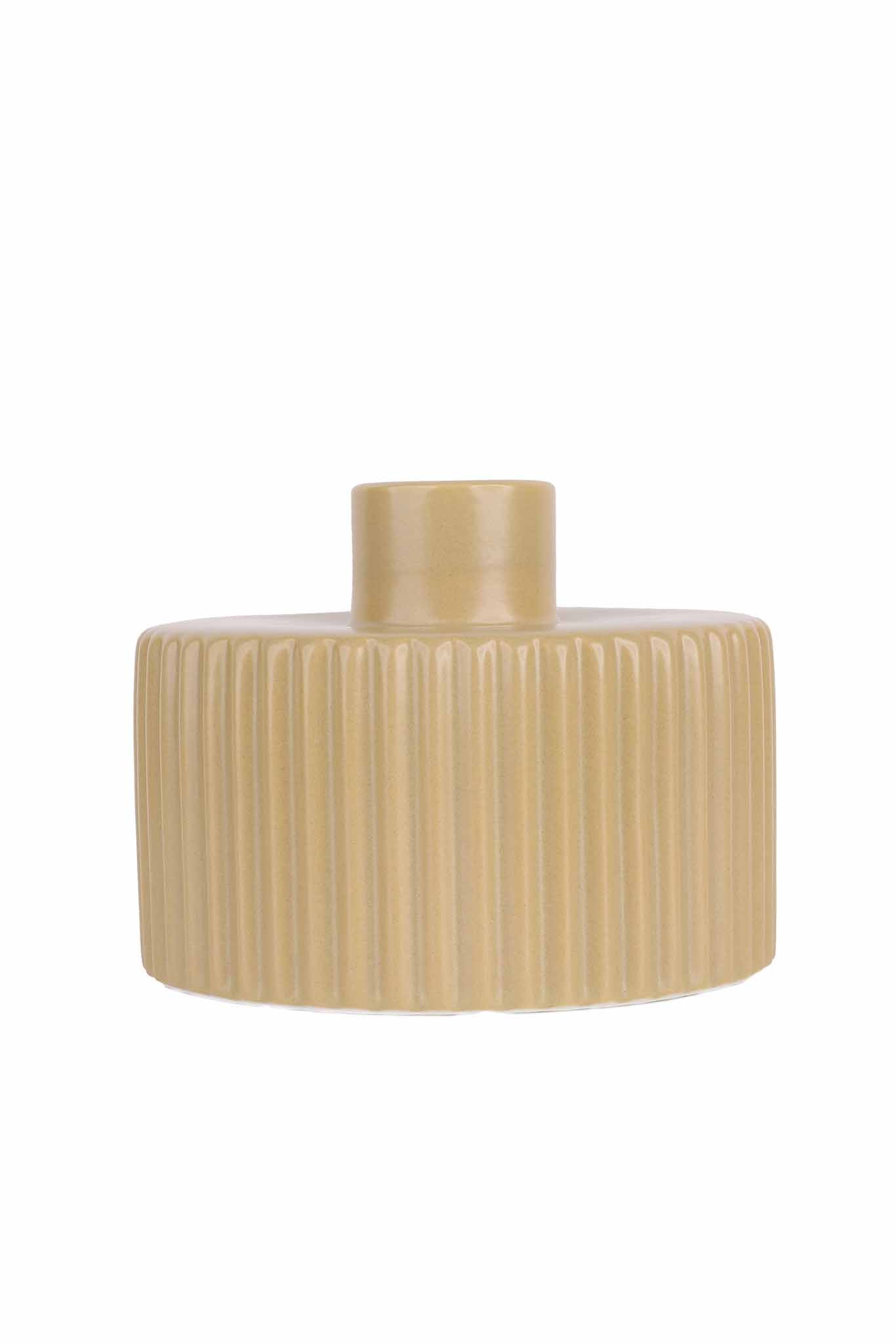 Greco Small Ribbed Vase in Mustard