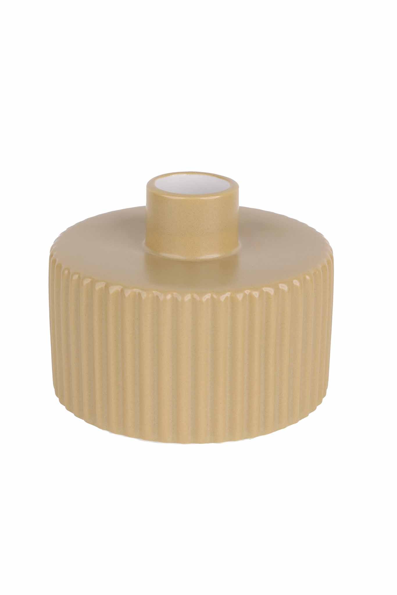 Greco Small Ribbed Vase in Mustard