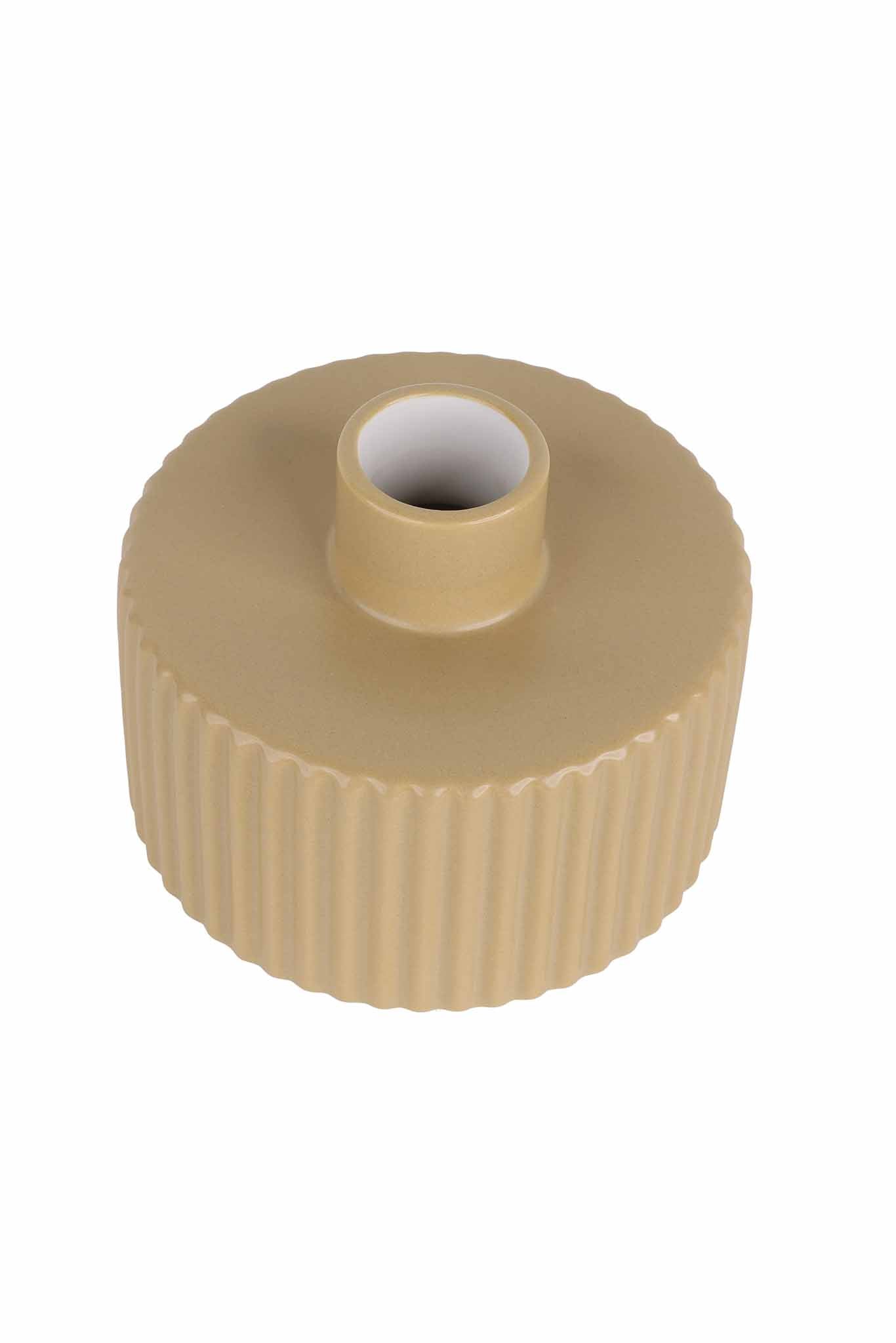 Greco Small Ribbed Vase in Mustard