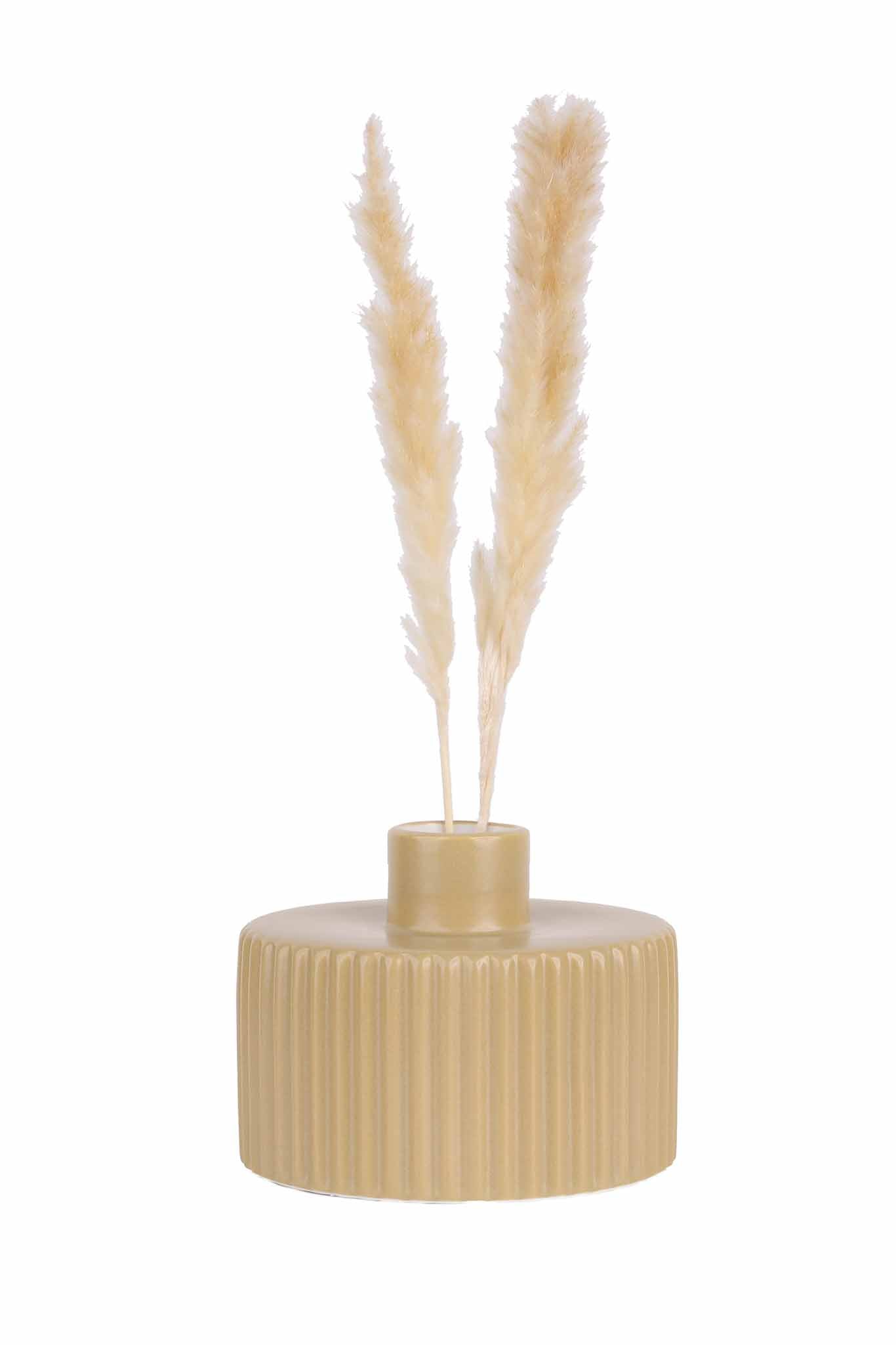Greco Small Ribbed Vase in Mustard