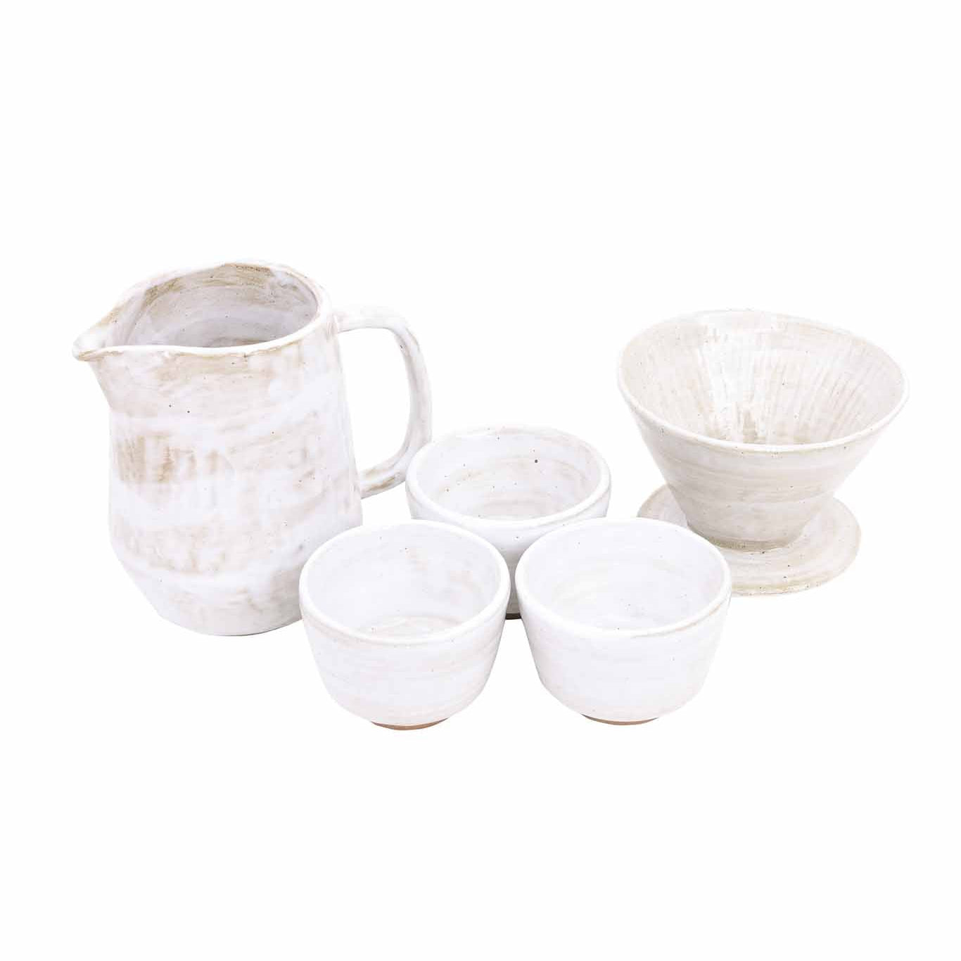 Drip Coffee Set, White Washed