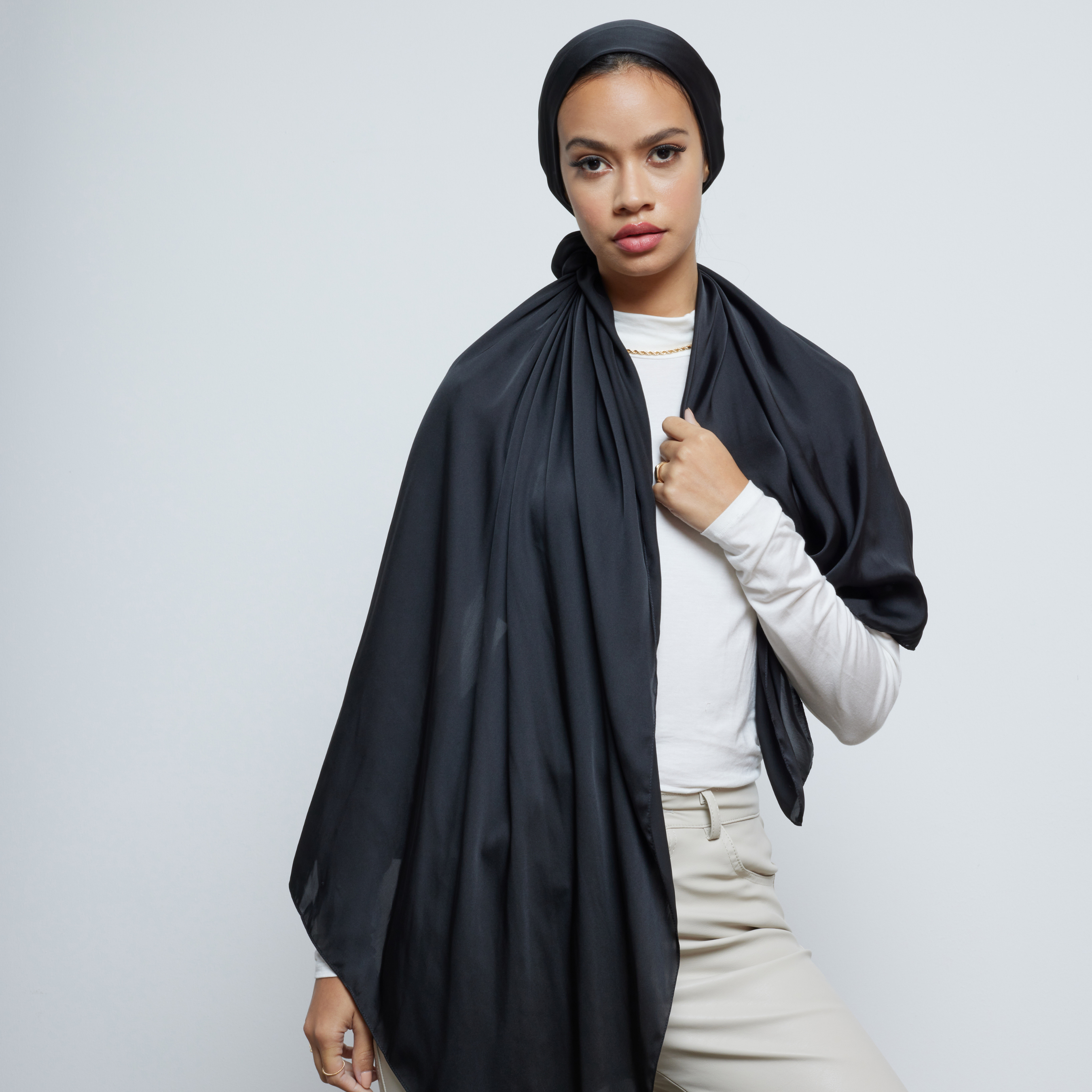 Black Satin Hijab