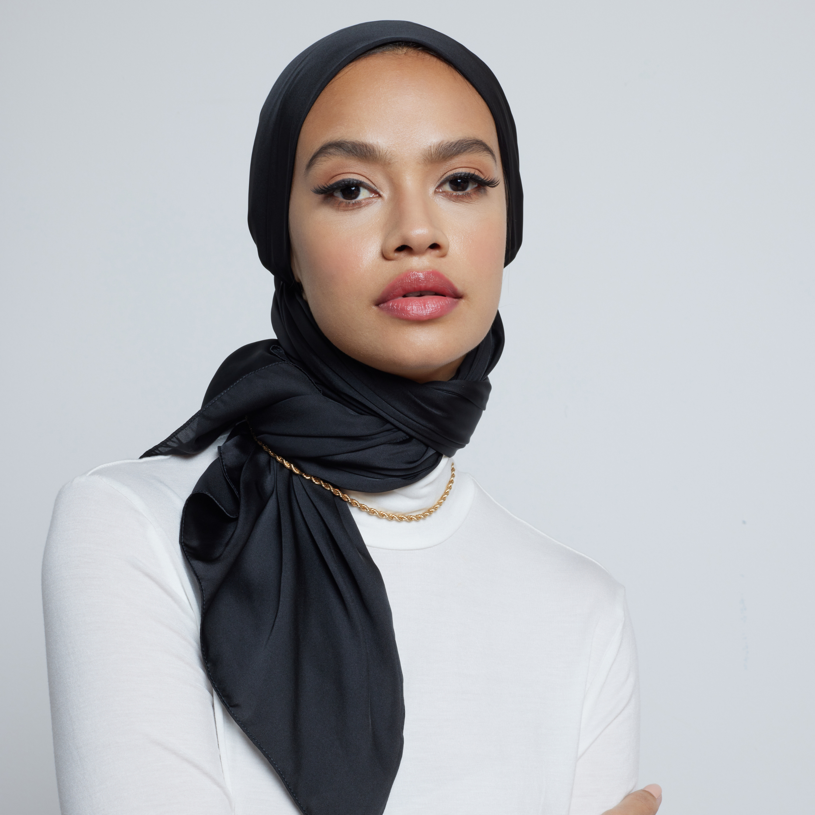 Black Satin Hijab