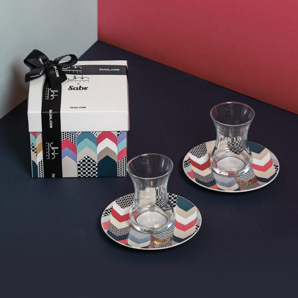 Gift Set of 2 'Layalee' Istikanah Teacup & Saucer