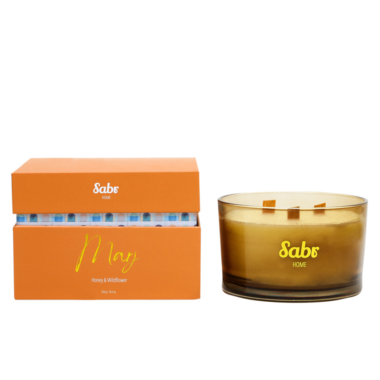 Marj Wood Wick Candle, Honey & Wildflower, 520g