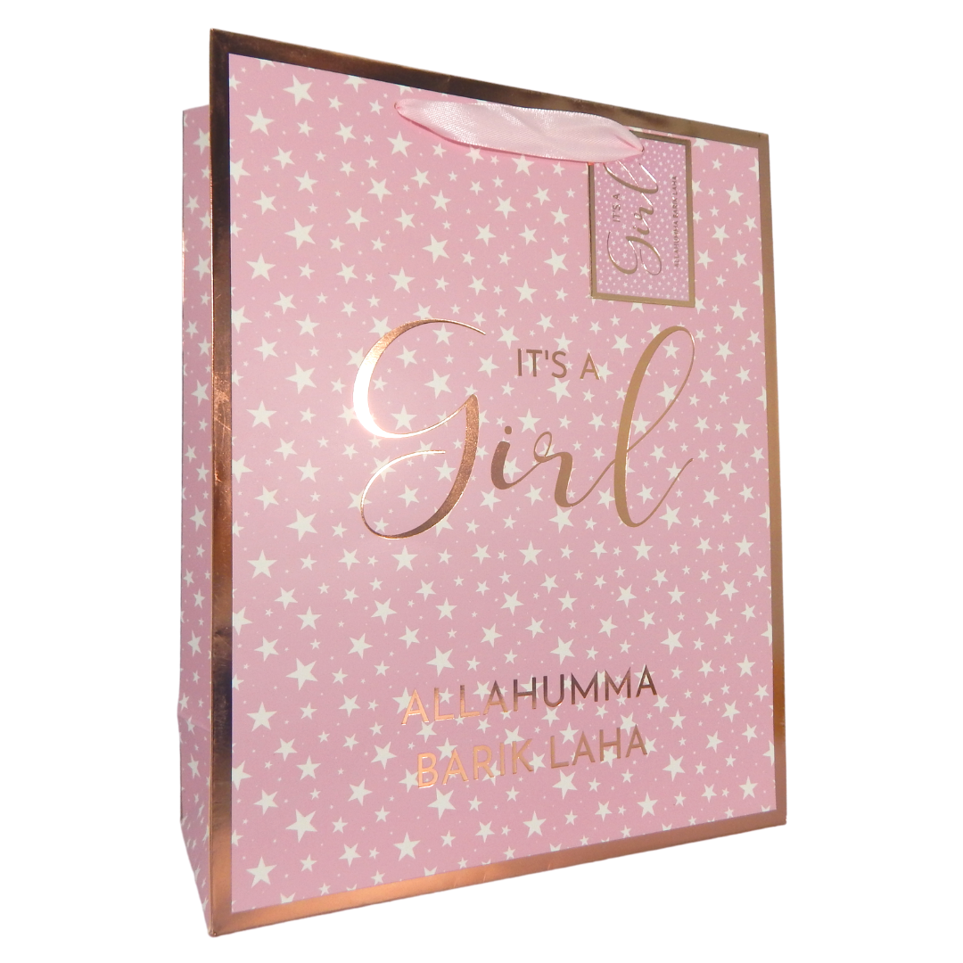 Baby Girl Gift Bag - Pink & Rose Gold
