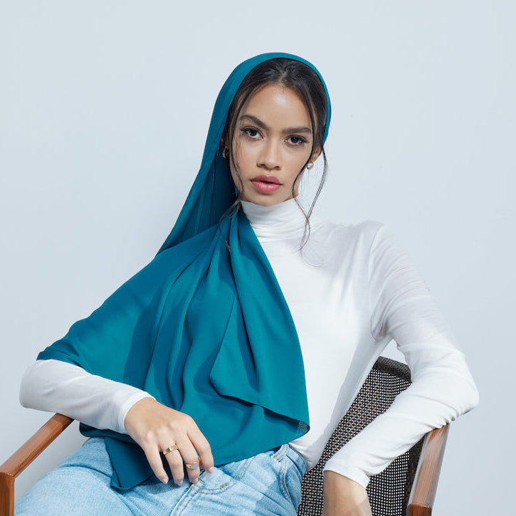 Teal Chiffon Hijab