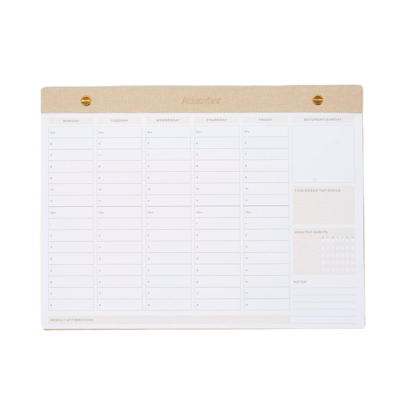 Achievher A4 Ecru Linen Weekly Planner