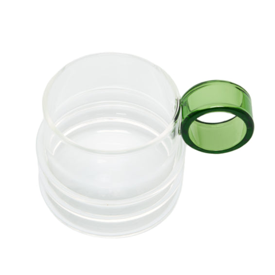 Oh Glass Mug, Green Handle