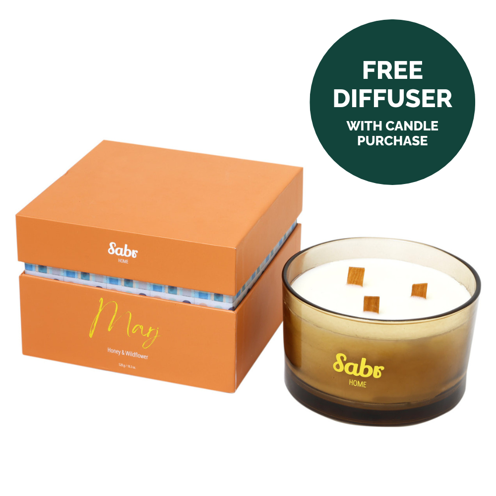Marj Wood Wick Candle, Honey & Wildflower, 520g
