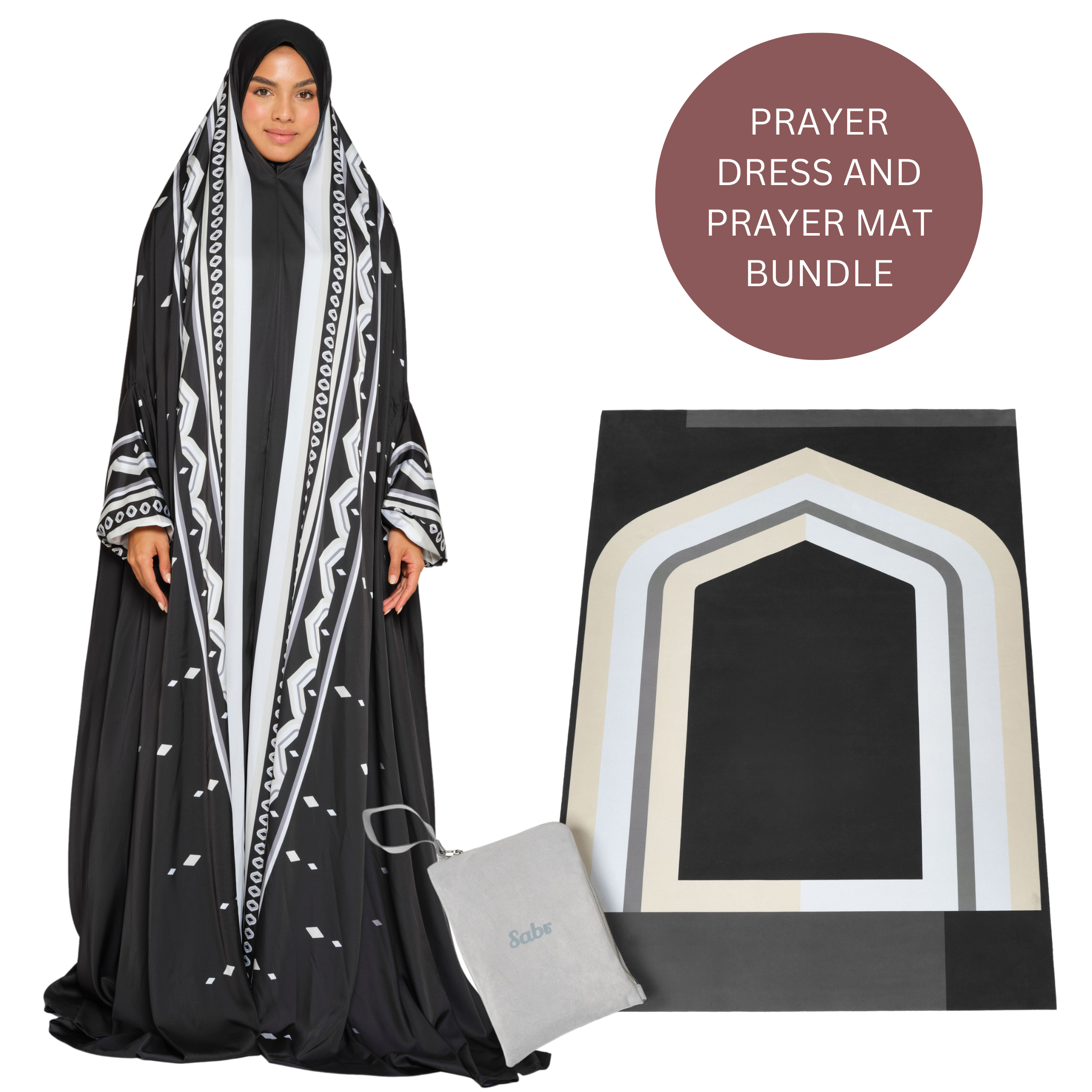 'Nizwa' Prayer Dress & Compact Prayer Mat Bundle