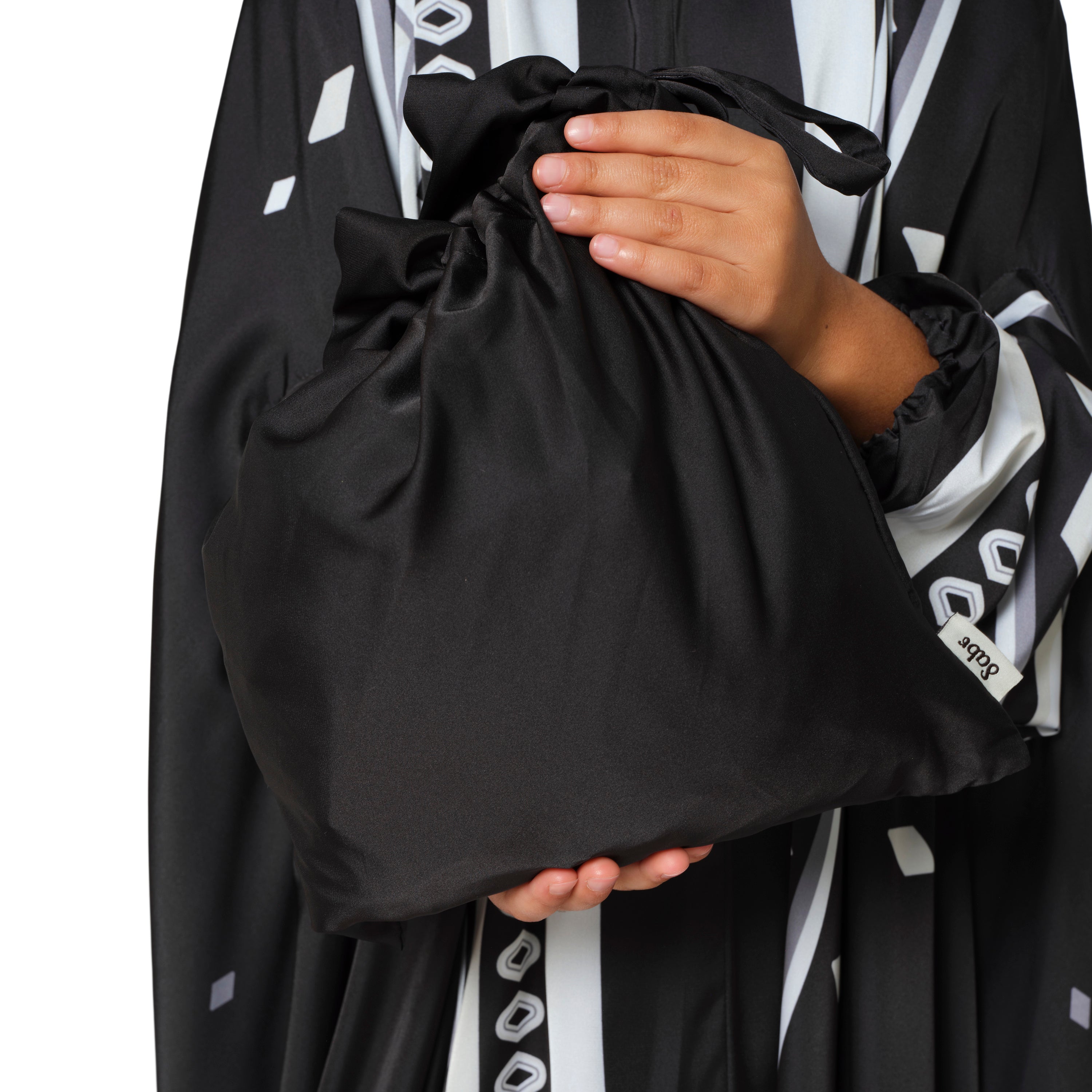 'Nizwa' Kids Prayer Dress With Pouch, Black