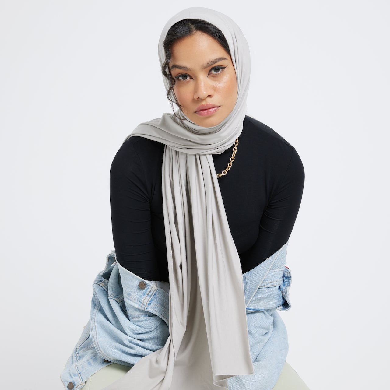 Organic Bamboo Jersey Hijab - Light Grey