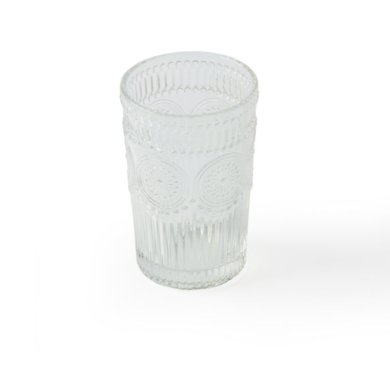 'Ray' Large Sunflower Ribbed Glasses [Set of 4]