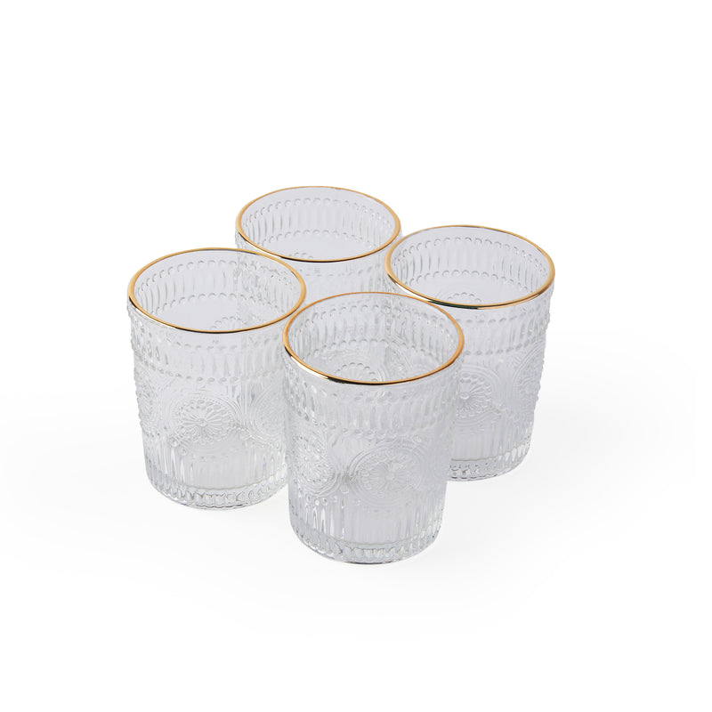 'Ray' Small Sunflower Gold-Rimmed Glasses [Set of 4]
