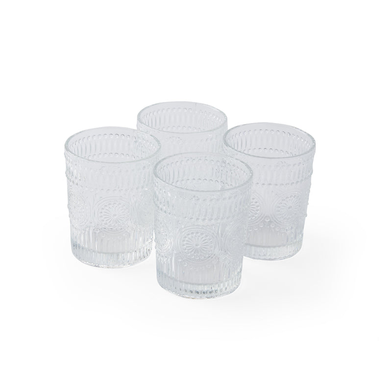 'Ray' Small Sunflower Ribbed Glasses [Set of 4]