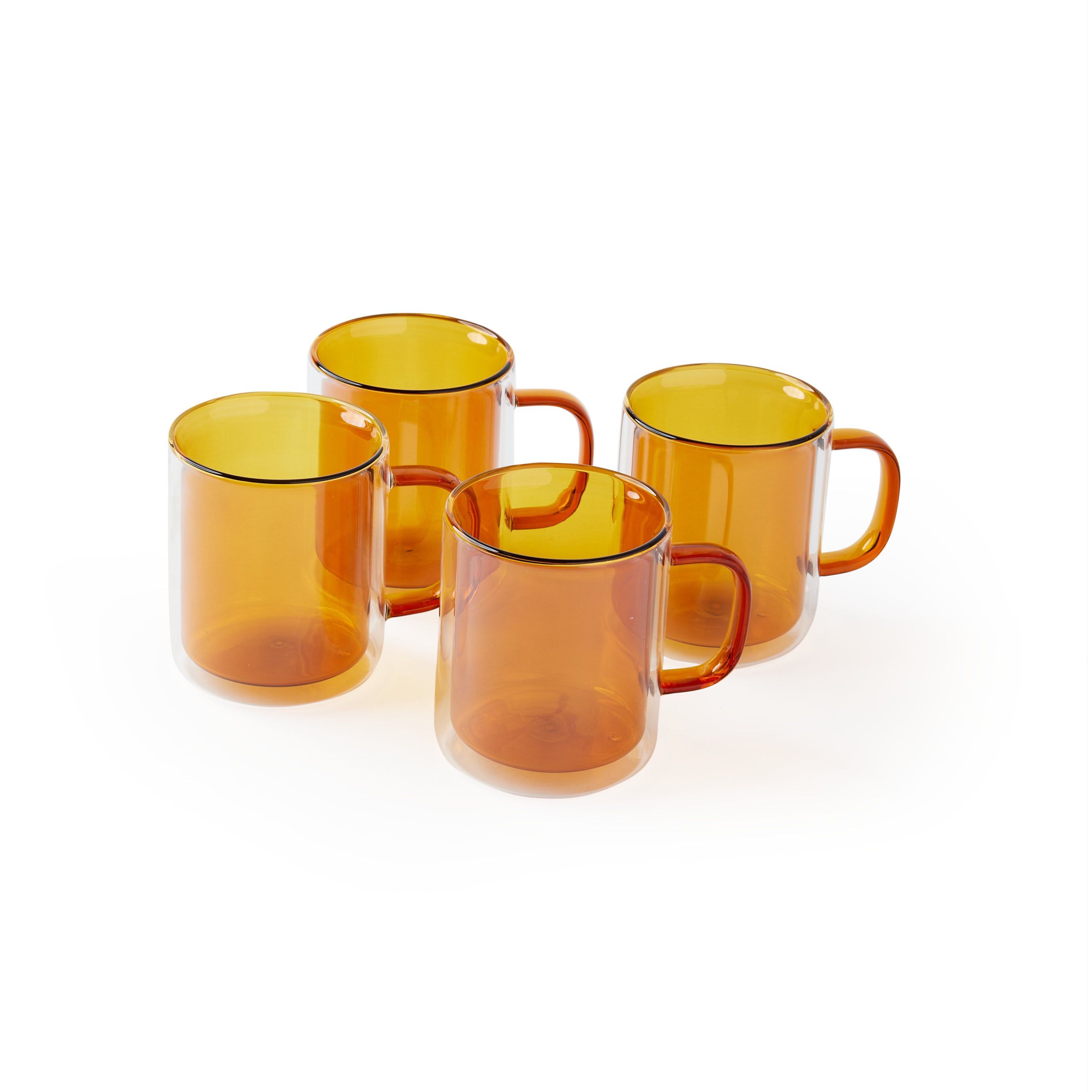 Ochre 'Retro' Glass Mugs, Medium [Set of 4]