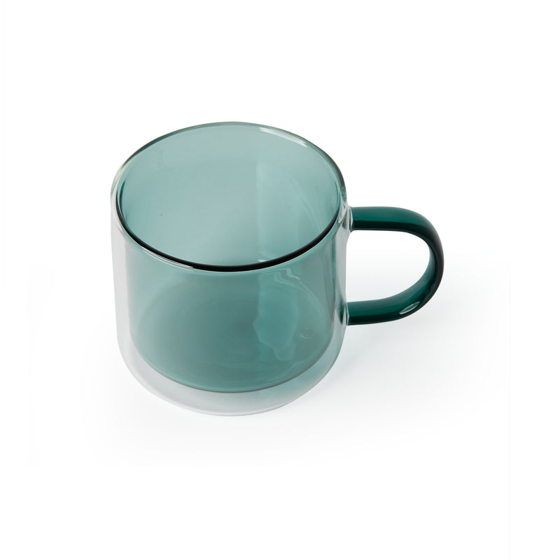 Moss Green 'Retro' Glass Mugs, Small [Set of 4]