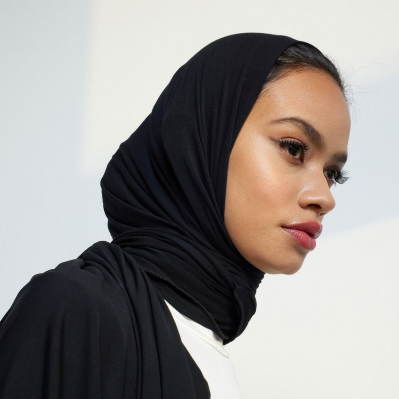 Organic Bamboo Jersey Hijab - Black