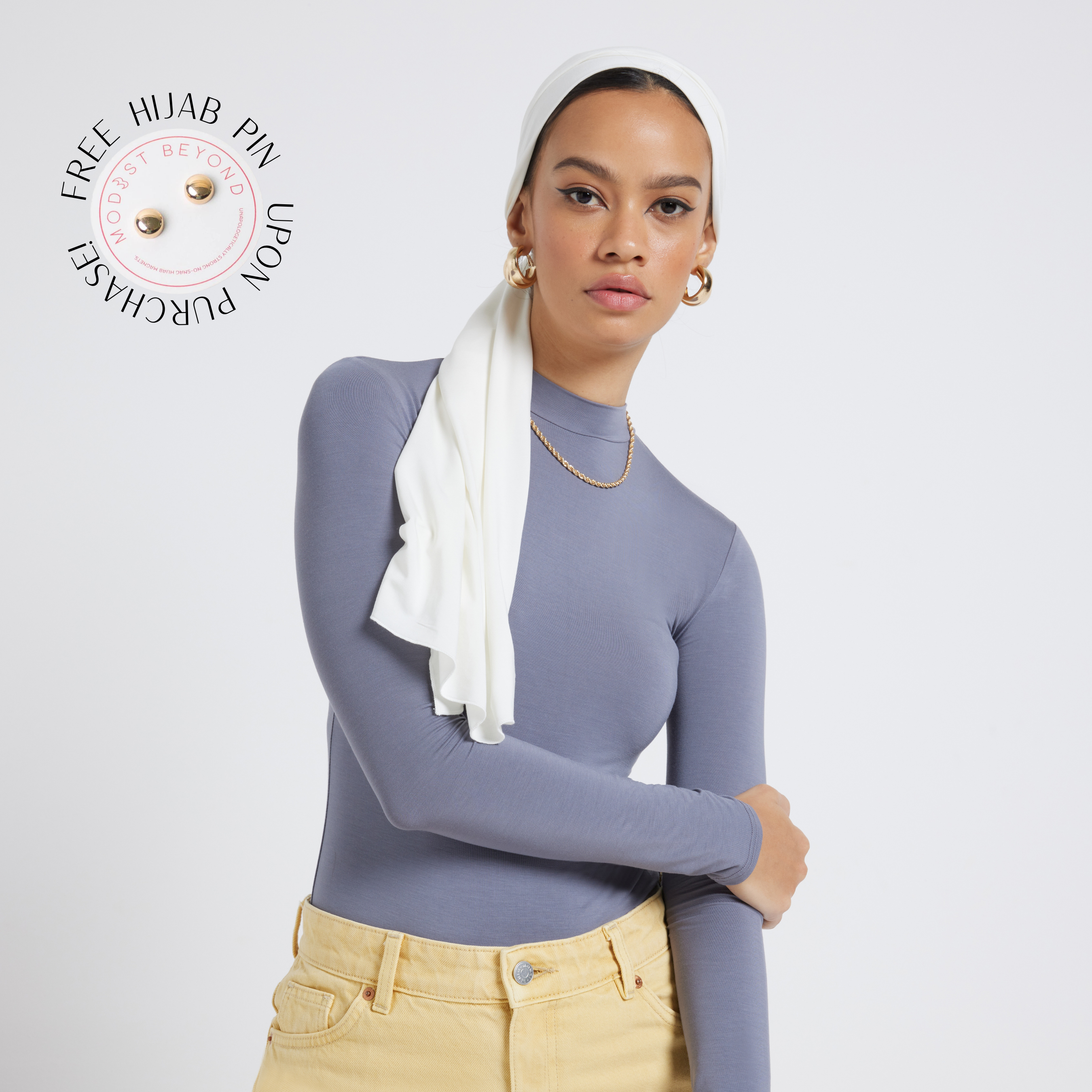 Organic Bamboo Jersey Hijab - Ivory