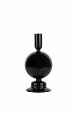 Crystal Ball glass candle holder Black