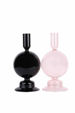 Crystal Ball glass candle holder Black