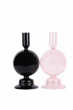 Crystal ball glass candle holder Pink