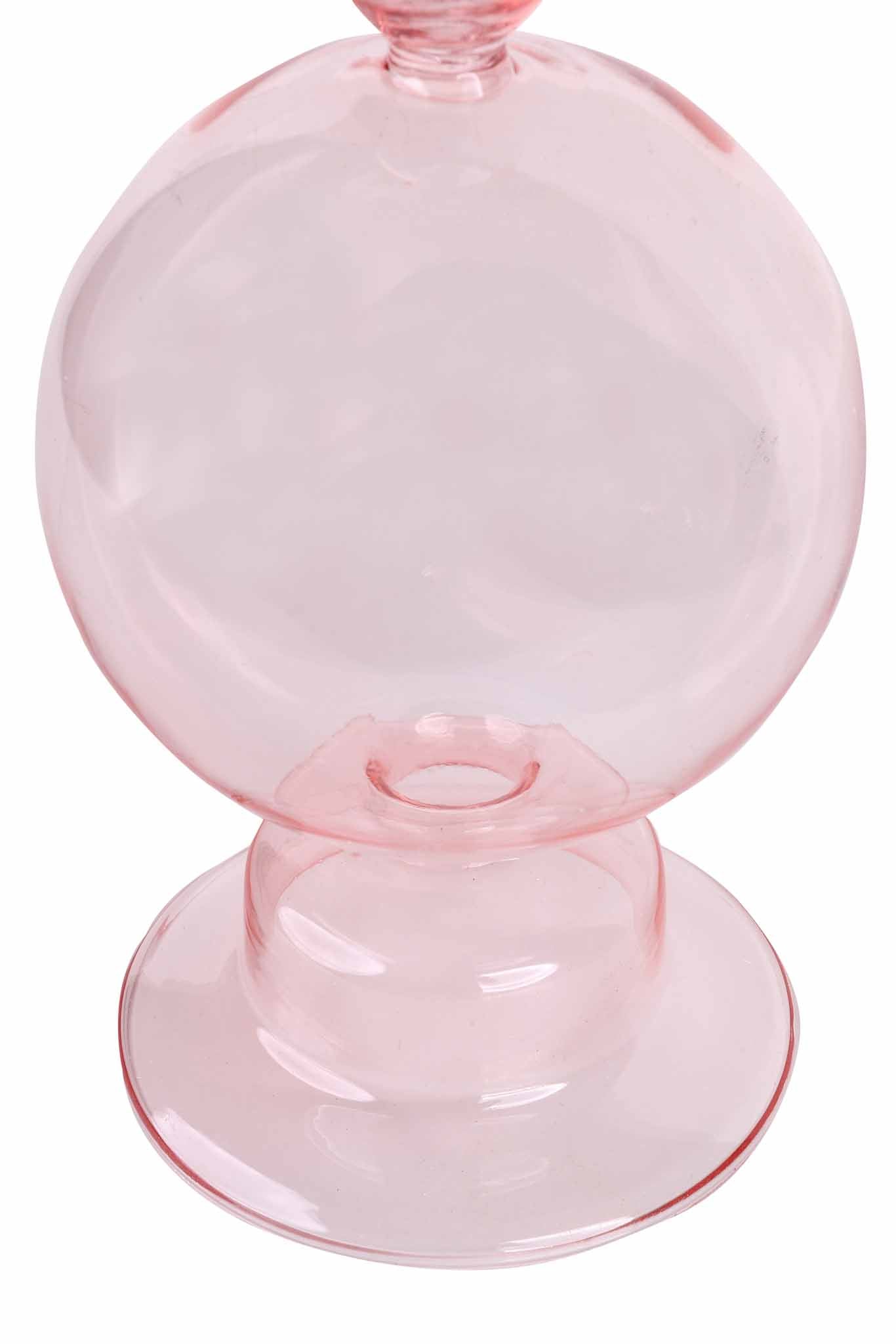 Crystal ball glass candle holder Pink