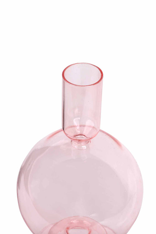 Crystal ball glass candle holder Pink