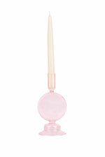 Crystal ball glass candle holder Pink