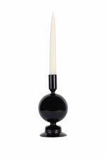 Crystal Ball glass candle holder Black